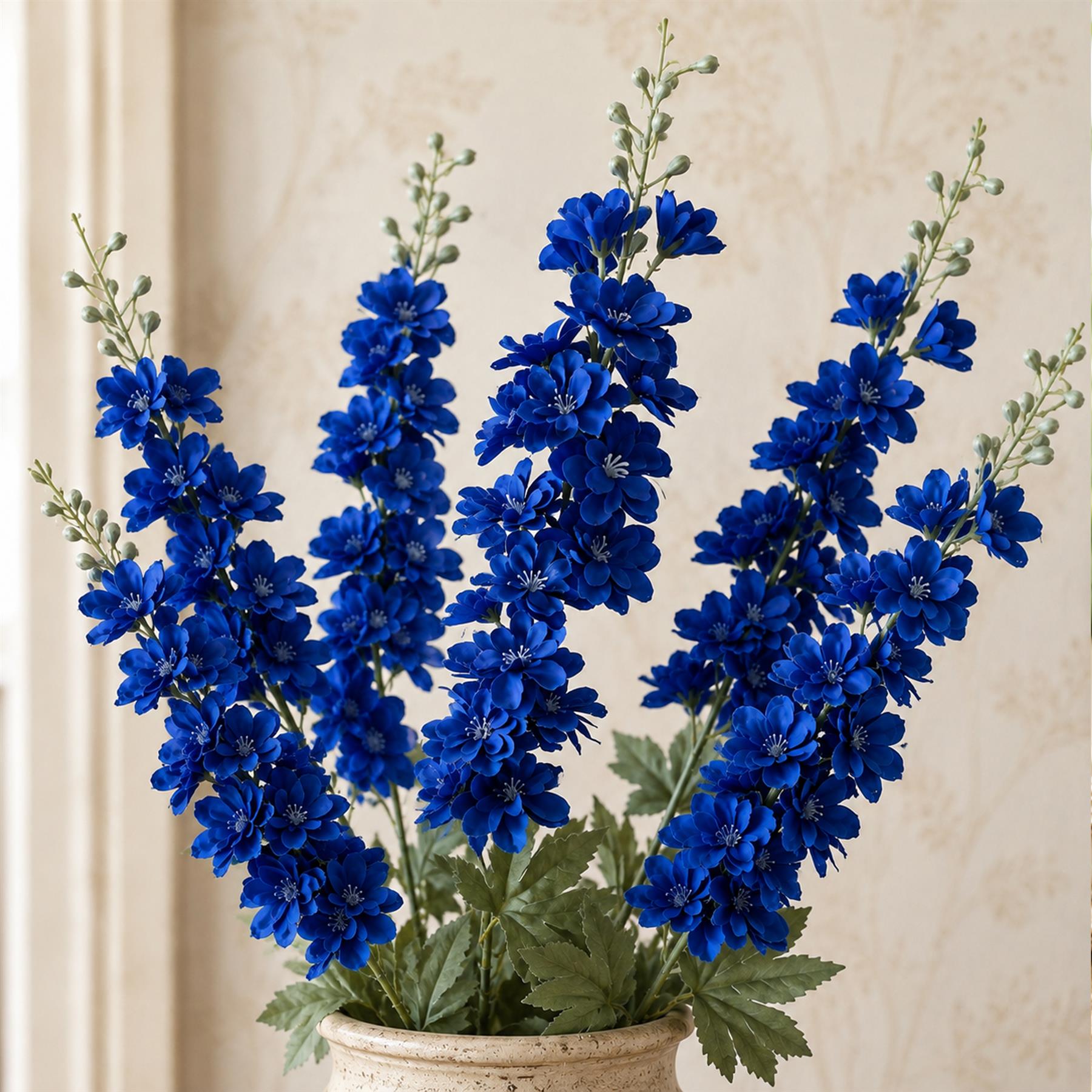 Pack of 6 x 85cm Artificial Blue Larkspur Flower Stems