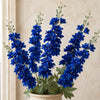 Pack of 6 x 85cm Artificial Blue Larkspur Flower Stems