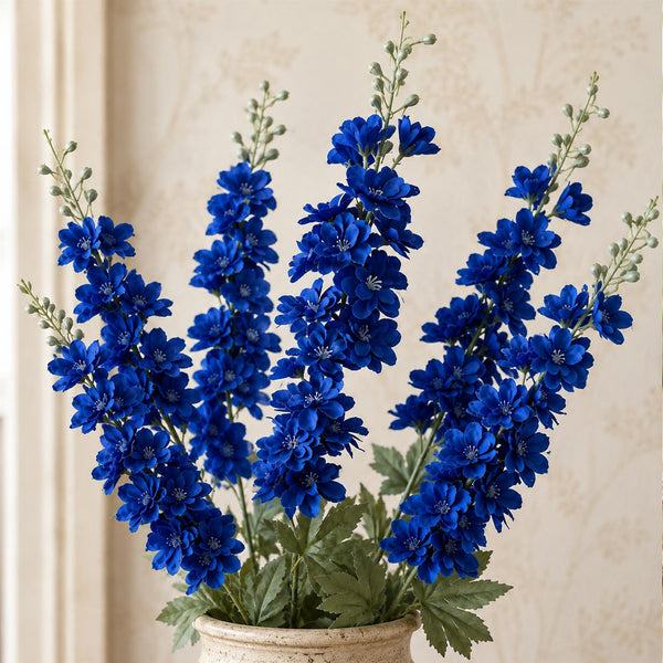 Pack of 6 x 85cm Artificial Blue Larkspur Flower Stems