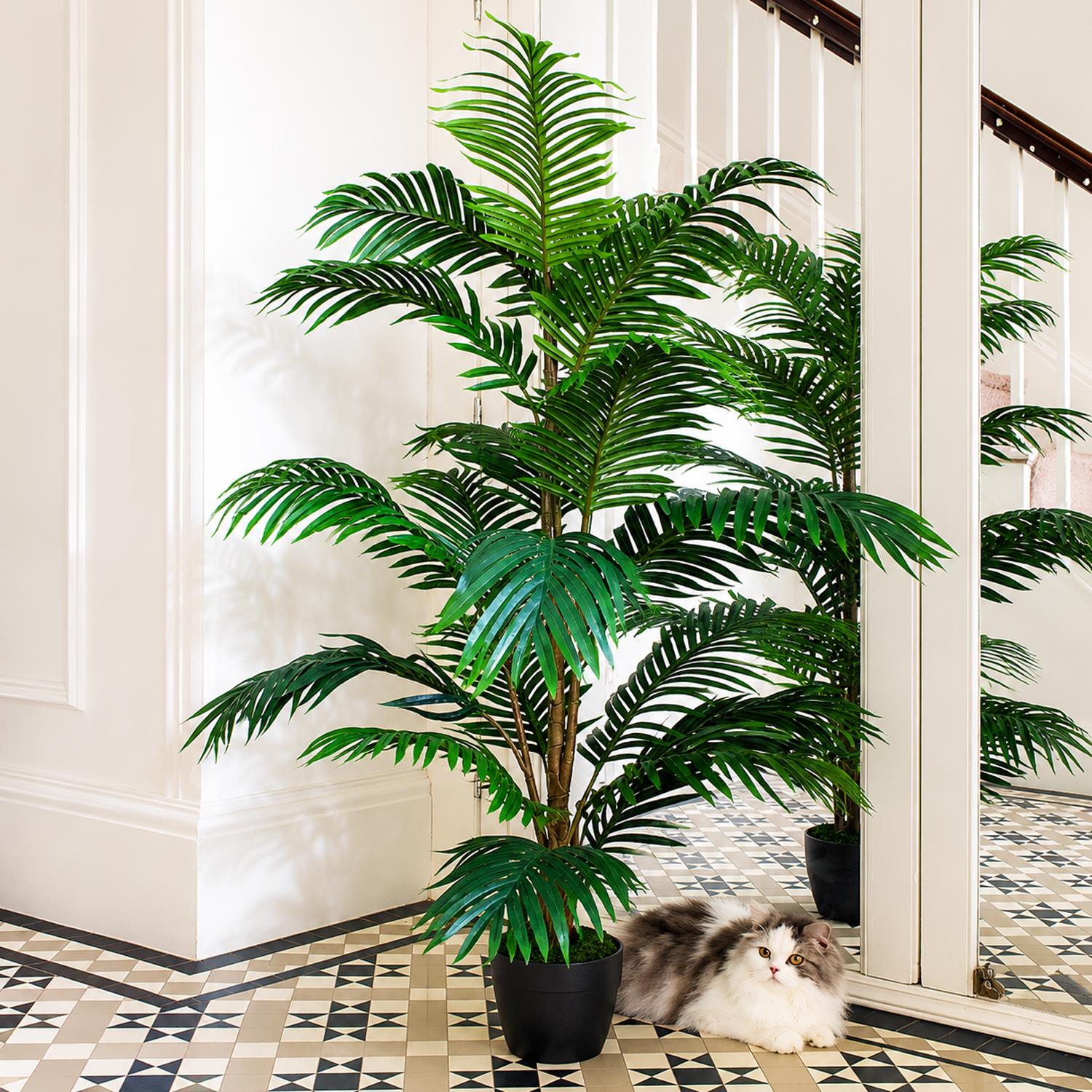 Large Artificial Palm Tree 140cm Areca Palm Extra Tall Realistic Leaves Potted Botanik
