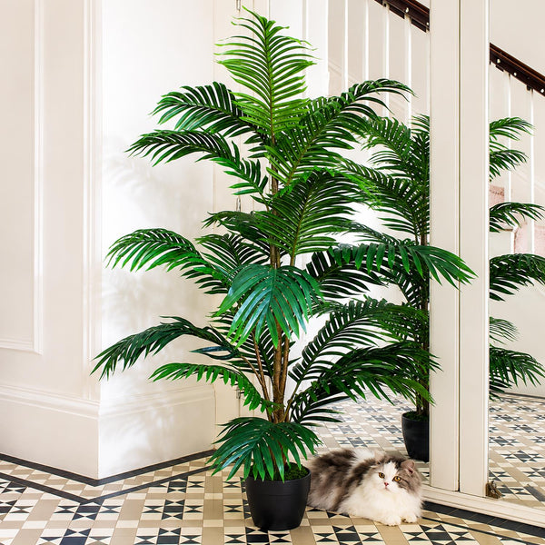 Large Artificial Palm Tree 140cm Areca Palm Extra Tall Realistic Leaves Potted Botanik