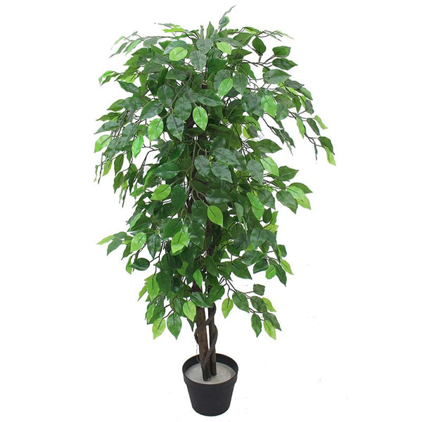 Artificial Ficus Tree Plant Green Extra Large Bushy Ficus 120cm 4ft Realistic Botanik