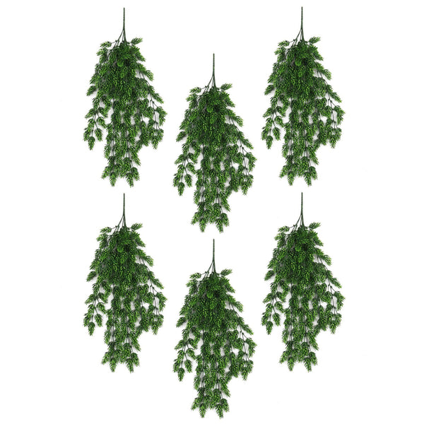 Pack of 6 x Hanging UV and Fire Resistant Artificial Clustered Fern Plant 128cm - Premium Quality