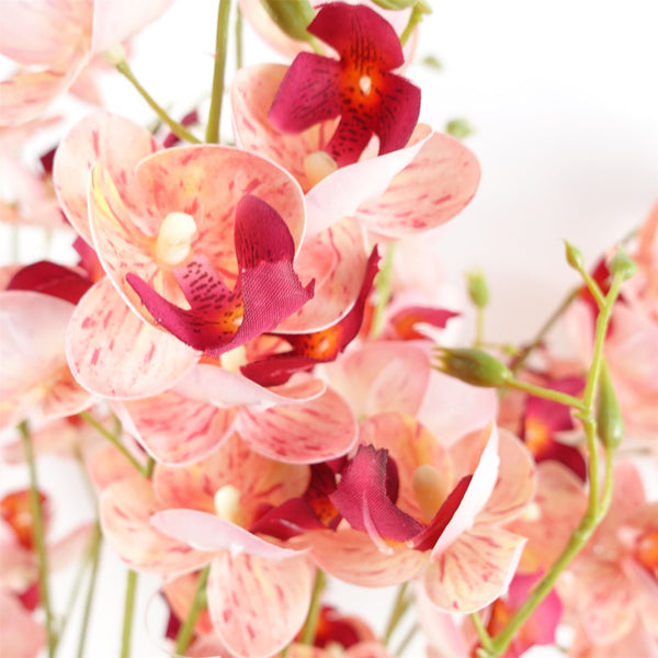 Pack of 6 x Artificial Flowers Pink Mini Orchid Stem 80cm