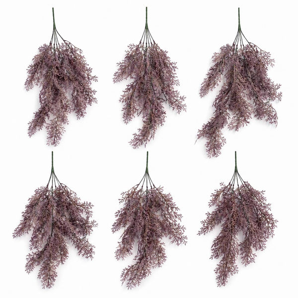 Pack of 6 x 80cm Artificial Dusky Purple Coral Fern Trailing Plant Decorative Hanging Foliage