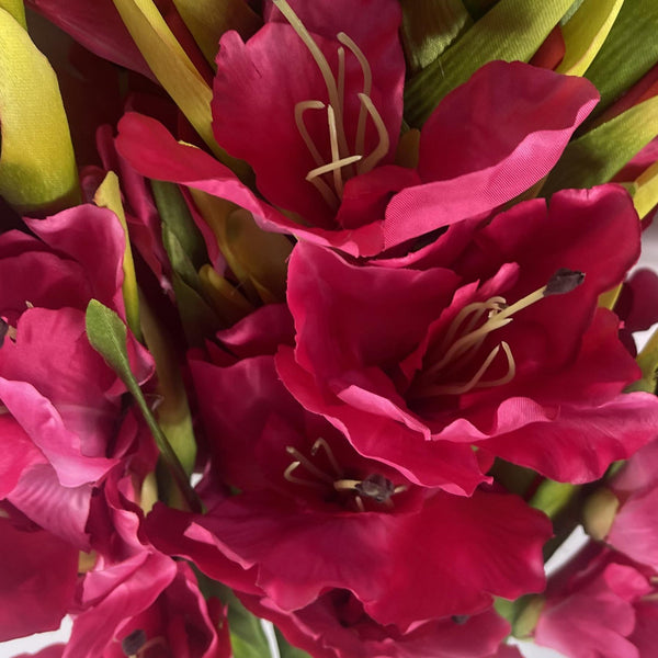 Pack of 6 x 115cm Artificial Pink Gladioli Stem