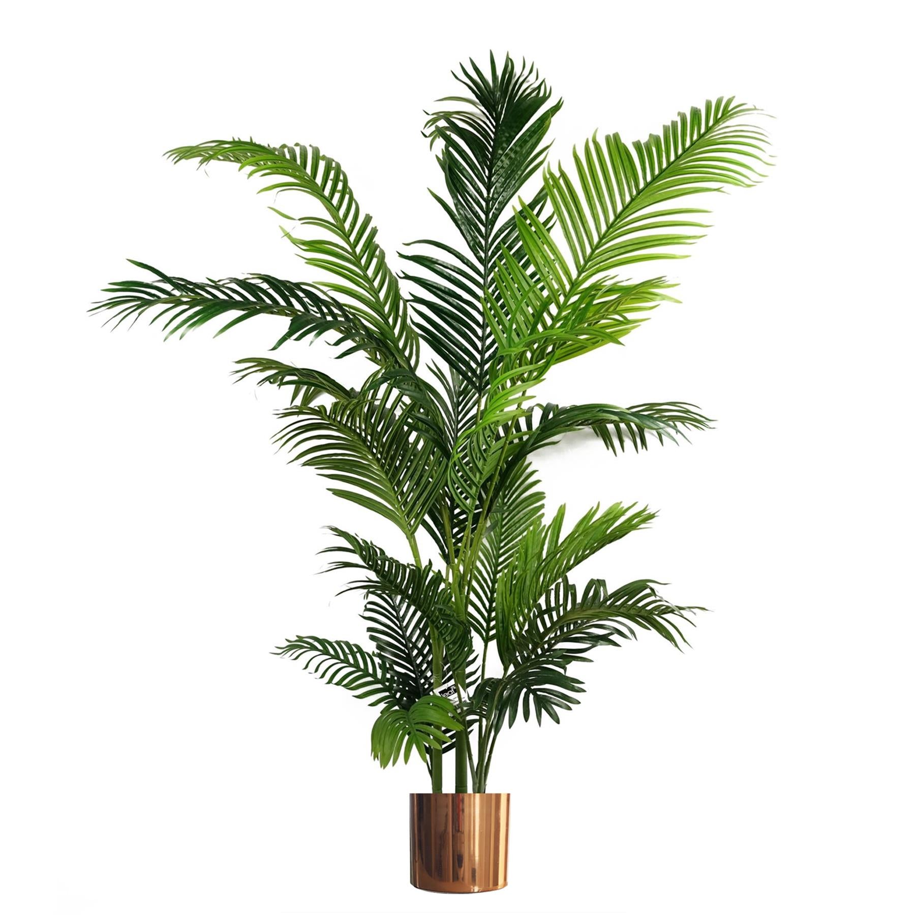 Artificial Palm Tree Extra Large - HUGE 180cm 6FT Copper Metal Planter