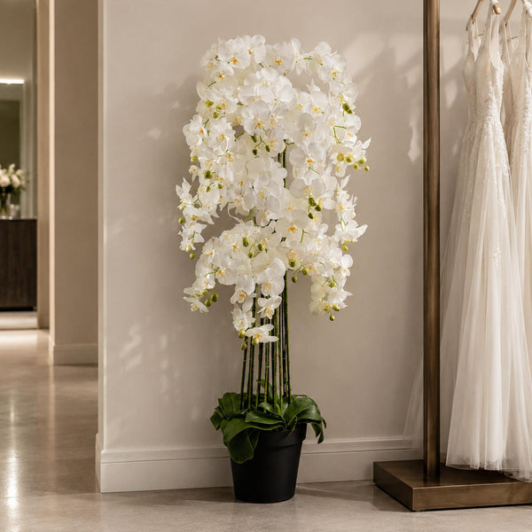 Giant White Orchid Plant Artificial 189 flowers REAL TOUCH Botanik