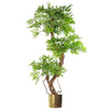 Large Artificial Potted Tree Japanese Fruticosa Ficus Gold Metal Planter 140cm Botanik