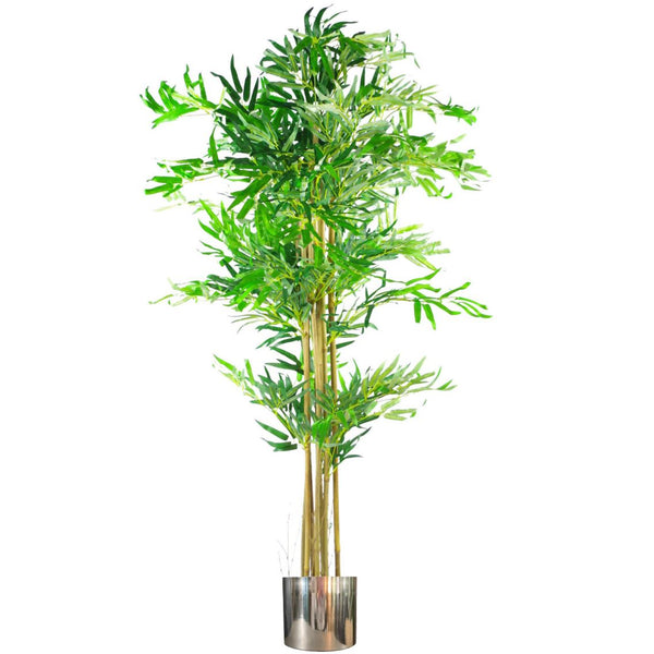 Artificial Bamboo Tree Plant Silver Planter 150cm