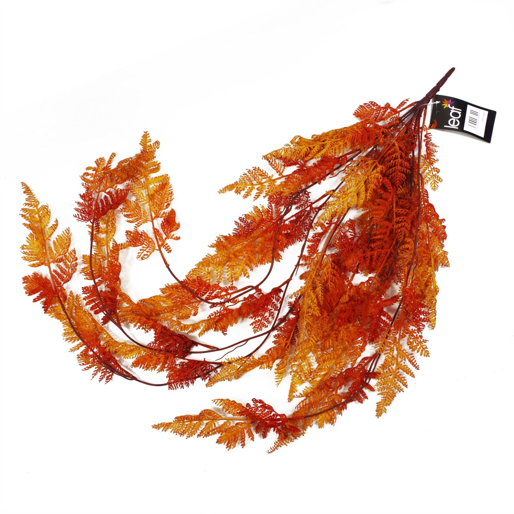 6 x 100cm Artificial Hanging Maidenhair Fern Plant Autumn Orange - Premium Quality