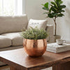 Large Metal bowl 22 x 18cm Hammered Copper Colour - Straight Edge
