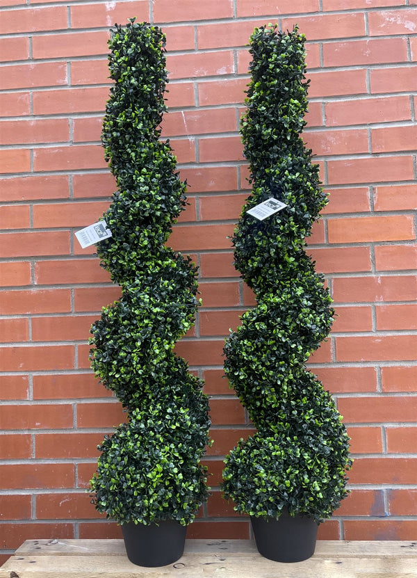 120cm Artificial Natural Boxwood Spiral Topiary - Premium Quality