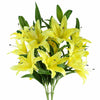 Pack of 6 x 100cm Large Yellow Lily Stem - 18 Flowers - Premium Quality