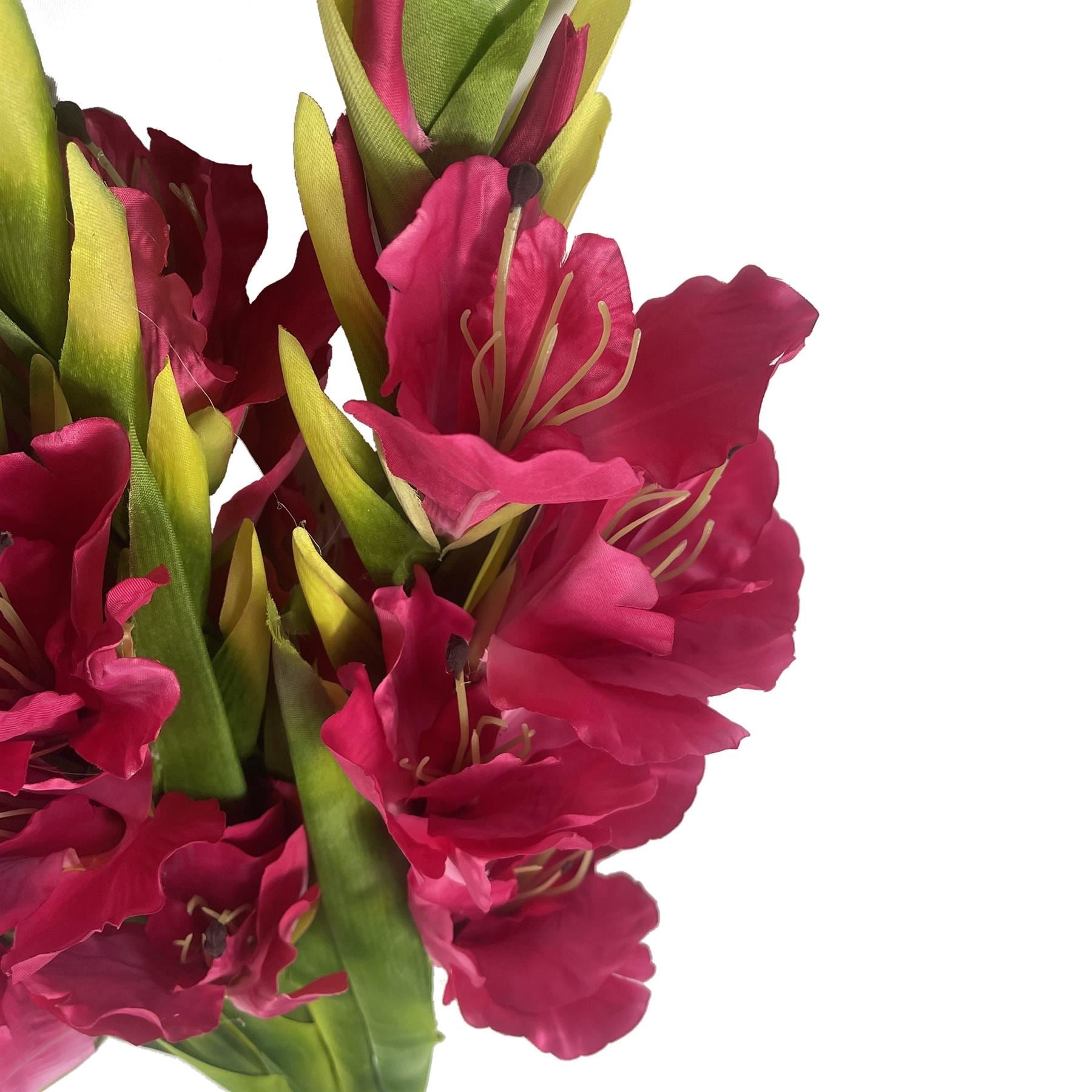 Pack of 6 x 115cm Artificial Pink Gladioli Stem - Premium Quality