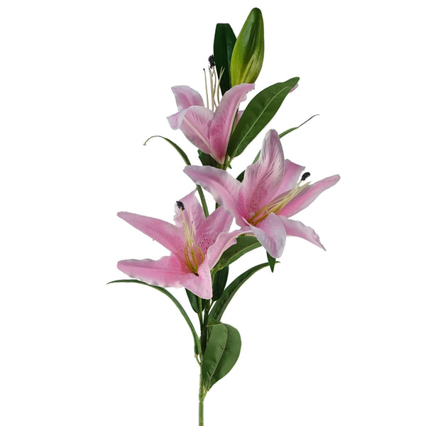 Pack of 6 x 100cm Large Pink Lily Stem - 18 Flowers - Premium Quality