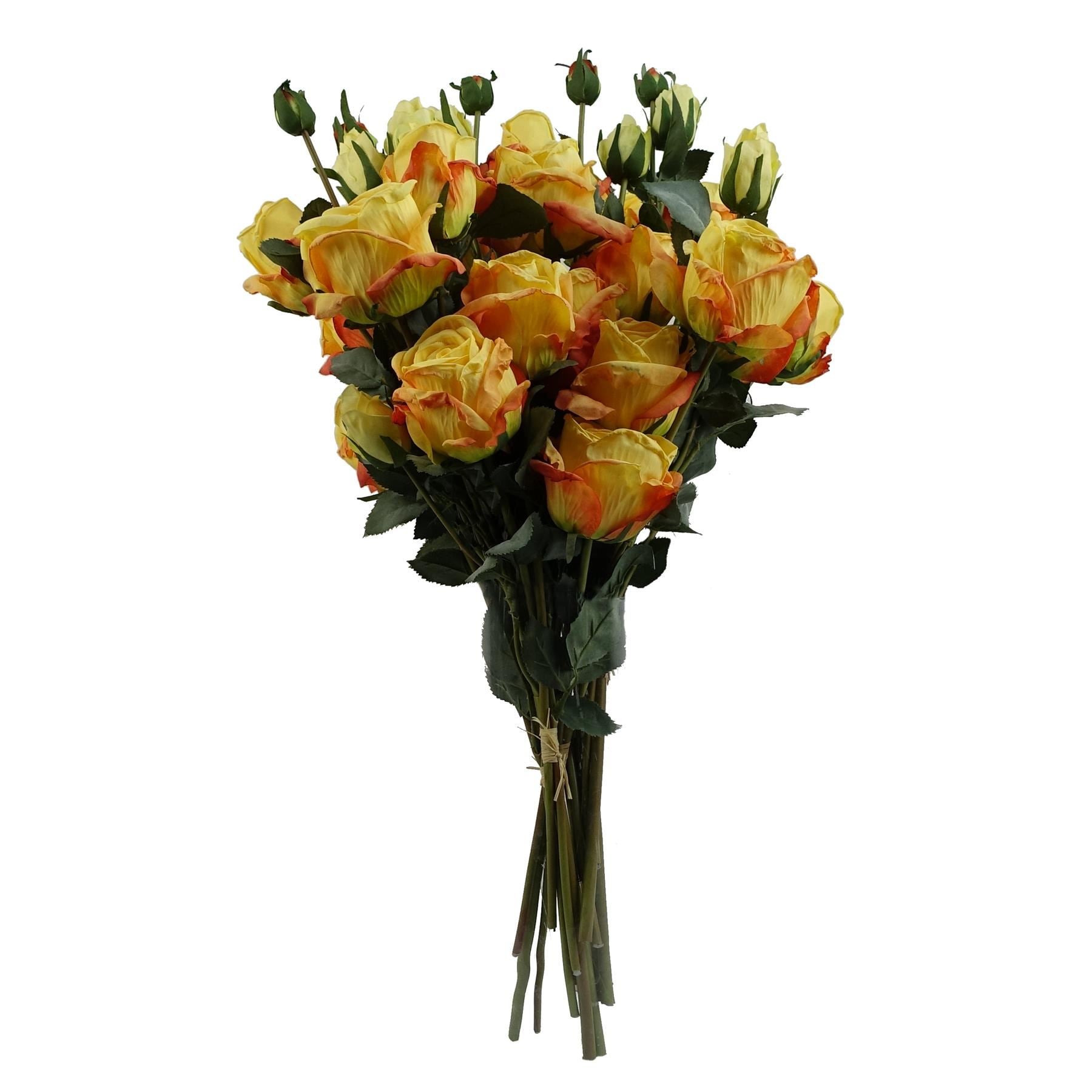6 x 60cm Yellow Rose Artificial Flower Sprays - 24 Flowers 18 Buds - Premium Quality