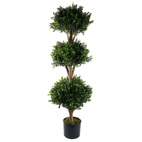 Buxus Triple Ball Artificial Tree UV Resistant Outdoor Topiary  120cm Botanik