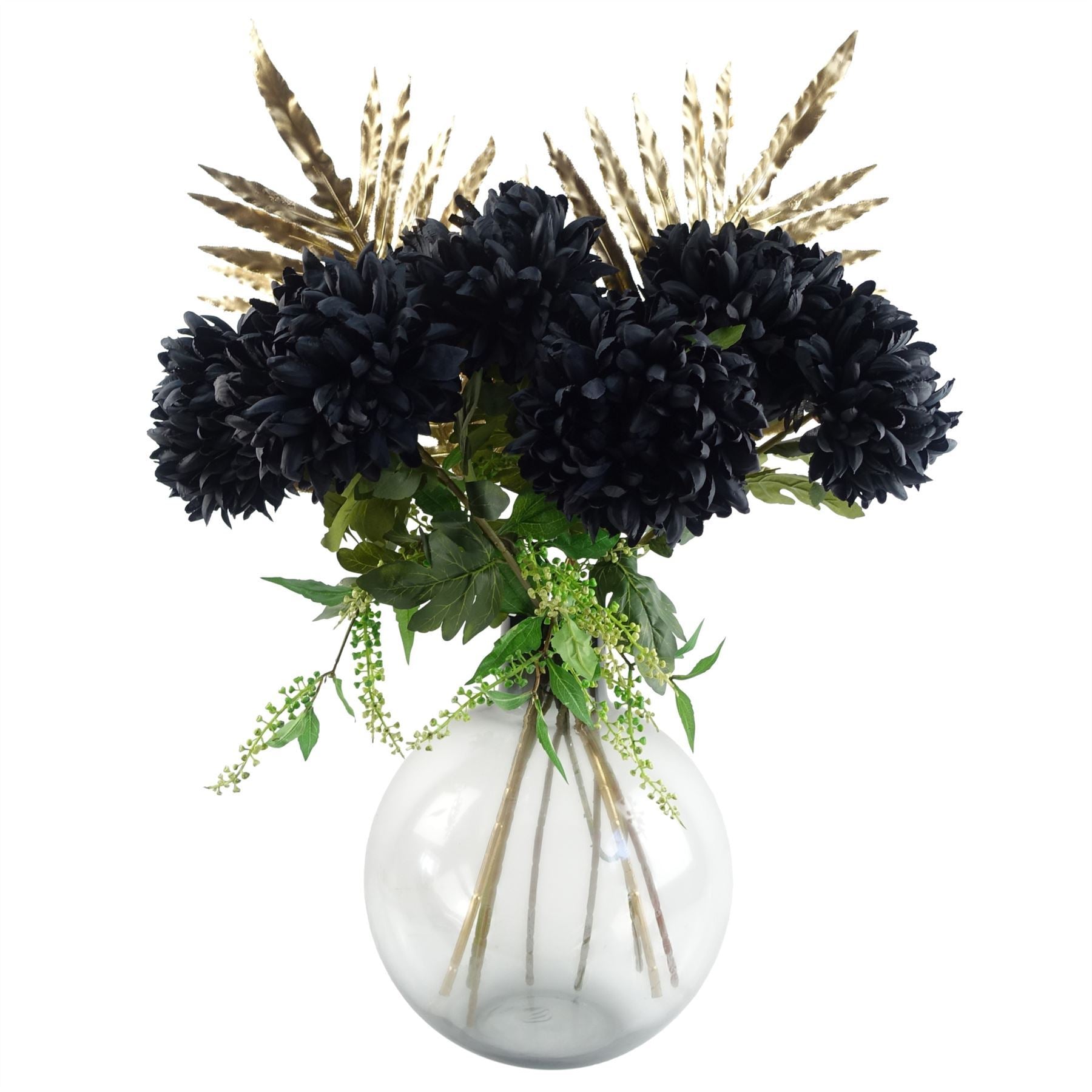 95cm Black Chrysanthemum Bundle Glass Ball Vase - Premium Quality