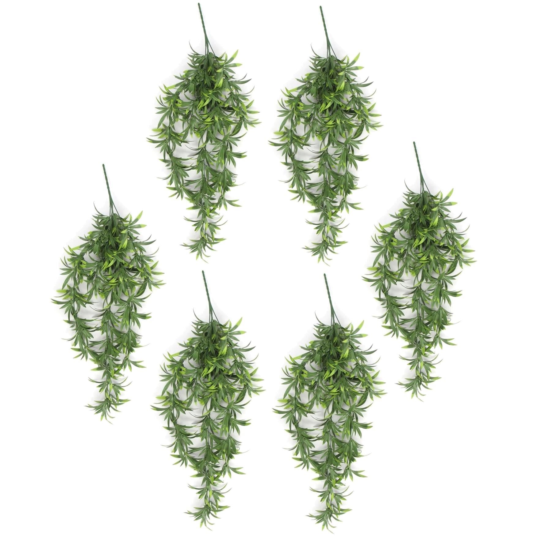 Pack of 6 x Hanging UV and Fire Resistant Artificial Fronded Thyme Plant 70cm - Premium Quality