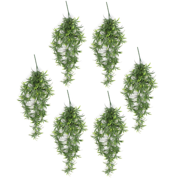 Pack of 6 x Hanging UV and Fire Resistant Artificial Fronded Thyme Plant 70cm - Premium Quality