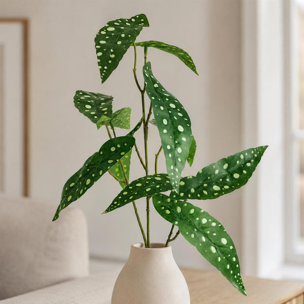 80cm Artificial Begonia Maculata Polka Dot Foliage Stem