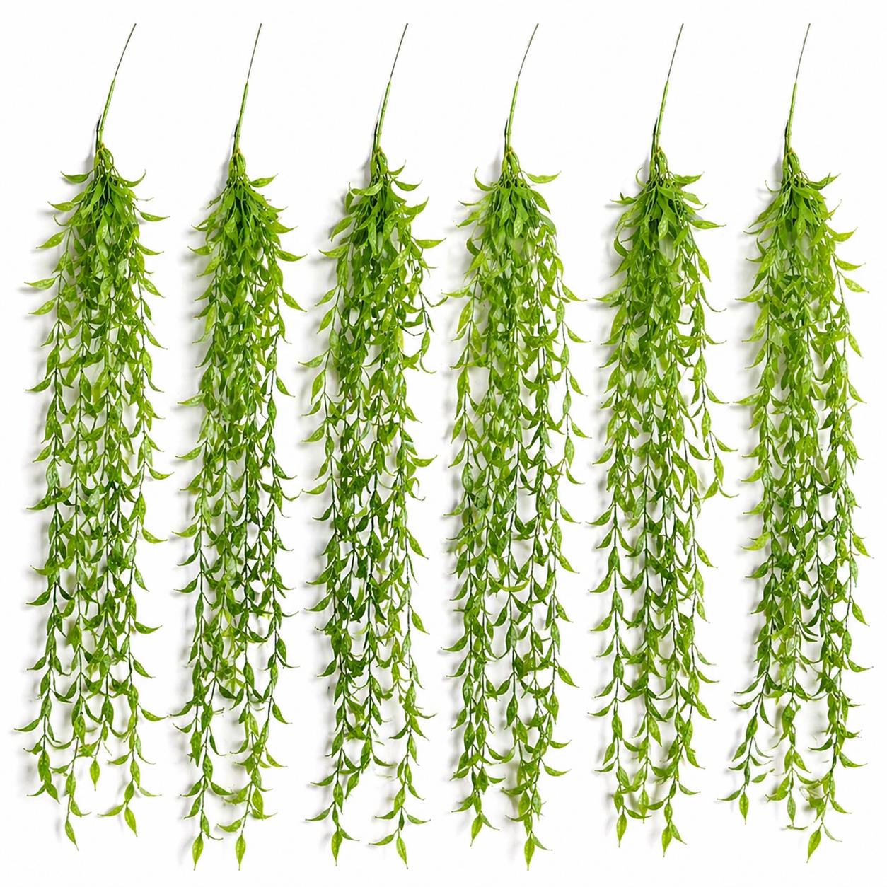 Pack of 6 x 90cm Artificial Trailing Leaf Vine Hanging Plant Faux Greenery Cascade