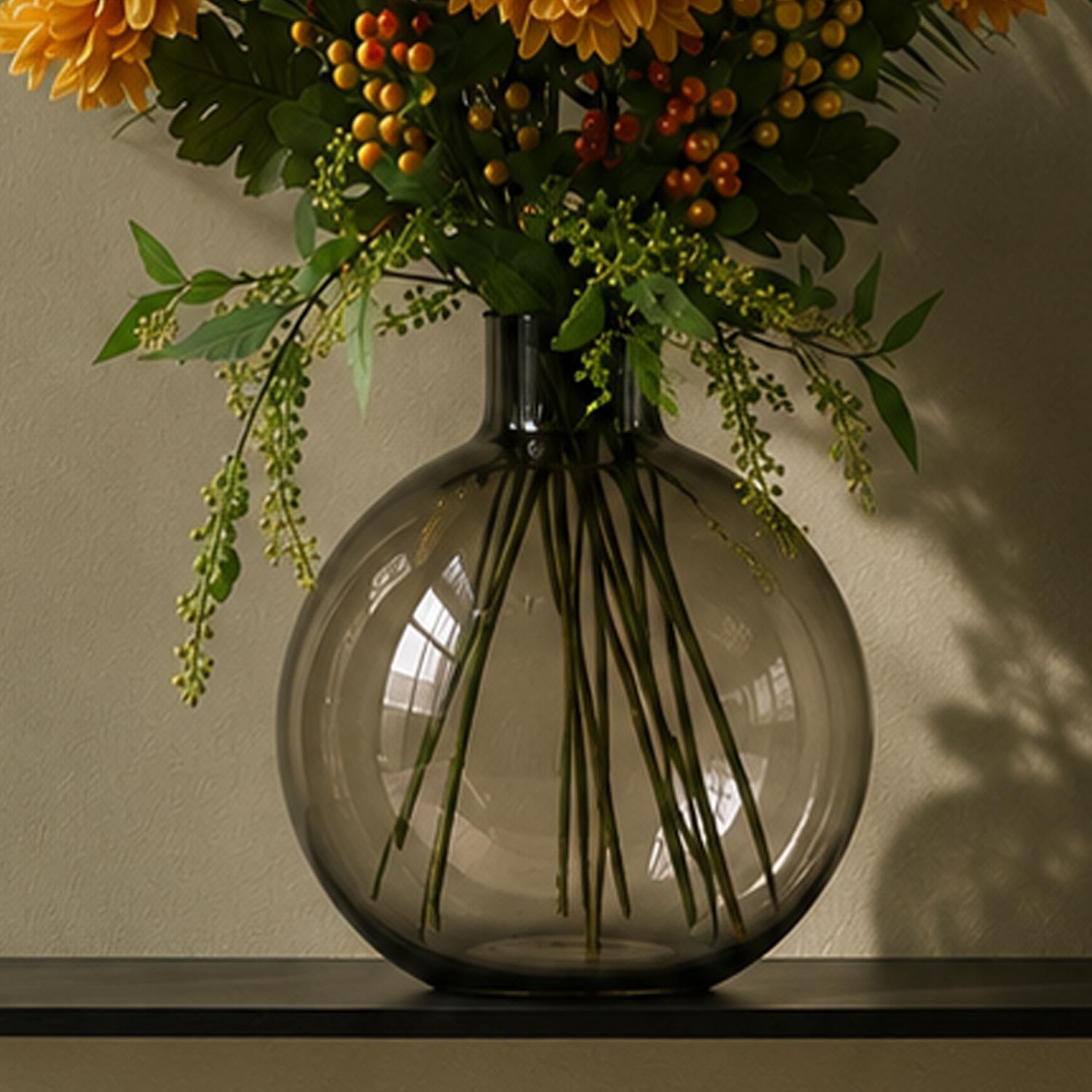 Glass Vase Grey Smoke Bottle Glass Vase 40cm Botanik