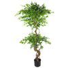 Japanese Fruticosa Ficus Tree Gold Planter 150cm Twisted Trunk Artificial Botanik