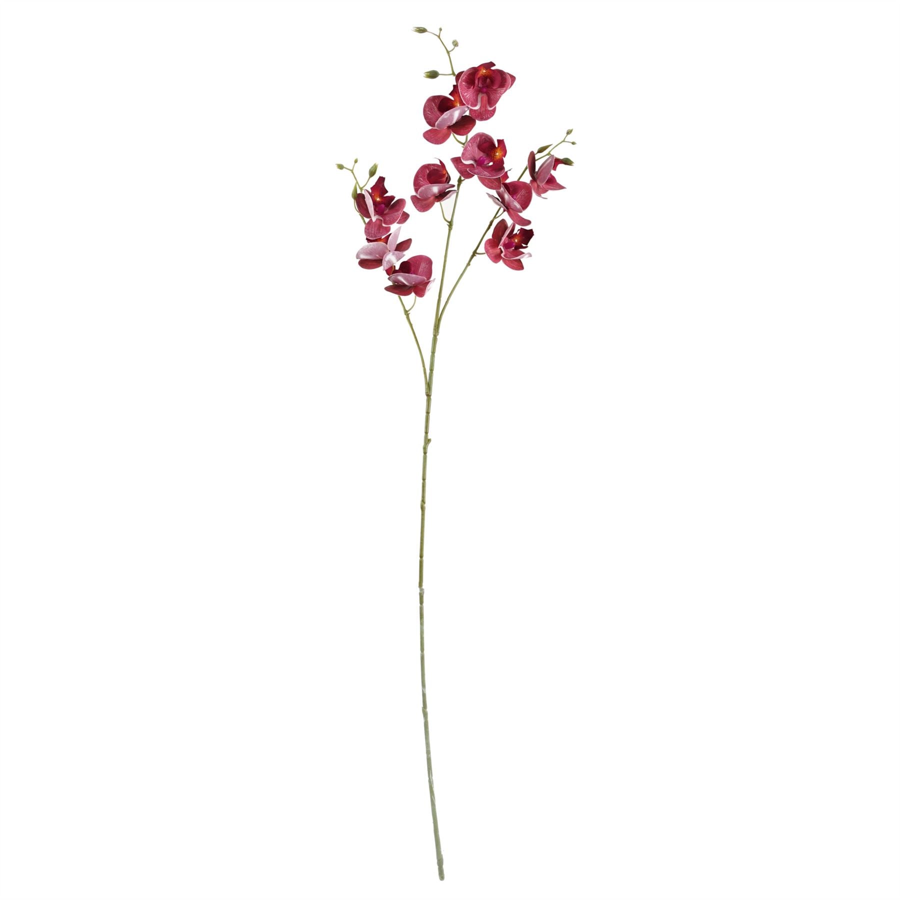 Pack of 6 x Artificial Flowers Dark Pink Mini Orchid Stem 80cm