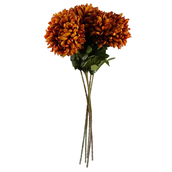 Pack of 6 x 75cm Extra Large Reflex Chrysanthemum - Orange - Premium Quality