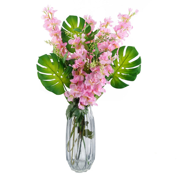 Pack of 6 x Artificial Flowers Delphinium Pink Stem 75cm