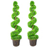 120cm Pair of Green Large Botanik Spiral Topiary Trees with Decorative Planters - Premium Quality