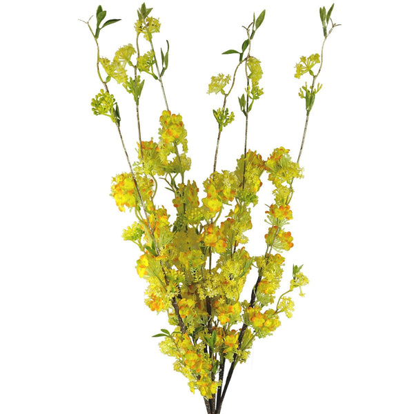 Pack of 6 x 100cm Yellow Blossom Spray Stem - Premium Quality