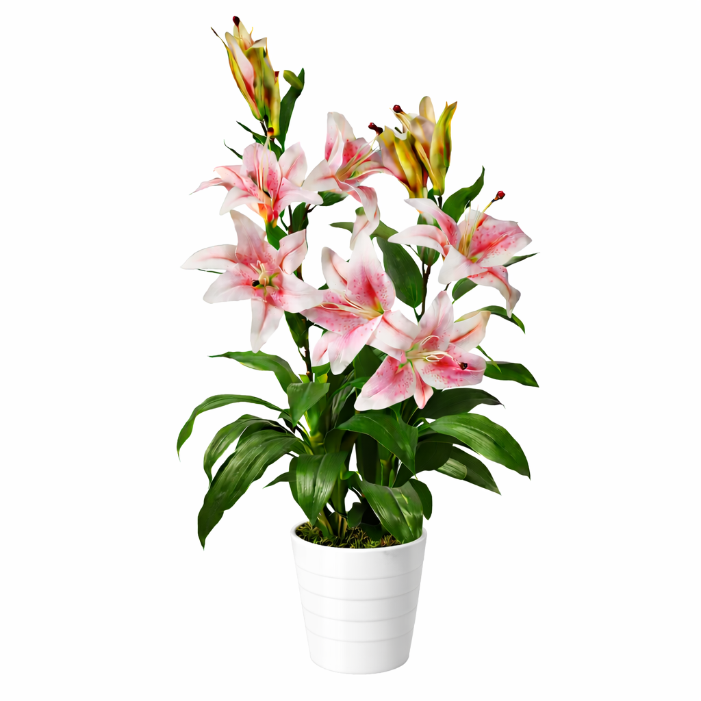 Artificial Flower Plant Tree 90cm Pink Lily 90cm Planter