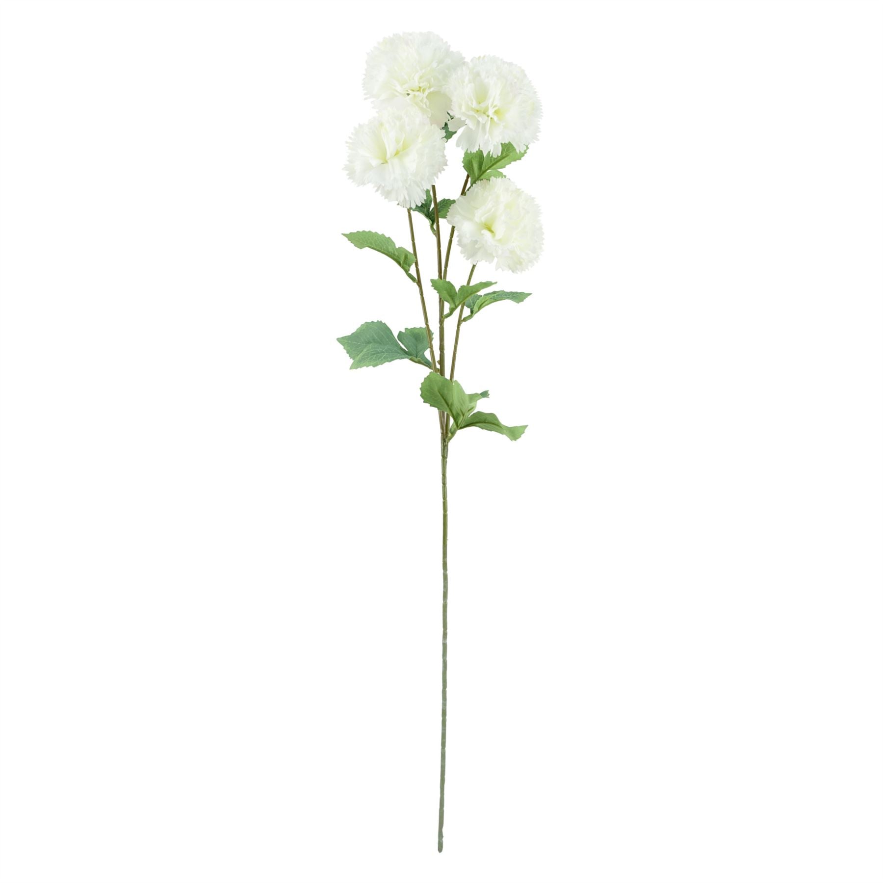 Artificial Flowers White Carnation Stem - 4 Flowers 70cm