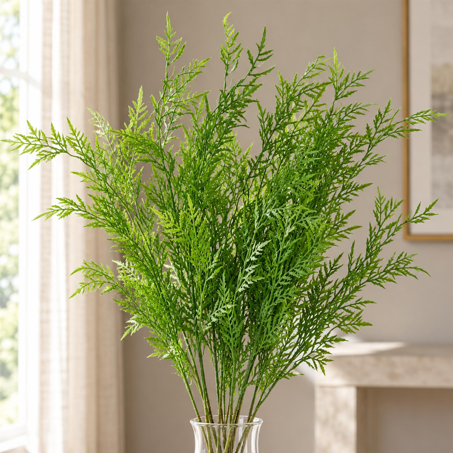 Pack of 6 x 120cm Artificial Boston Fern Stem Filler - Premium Quality