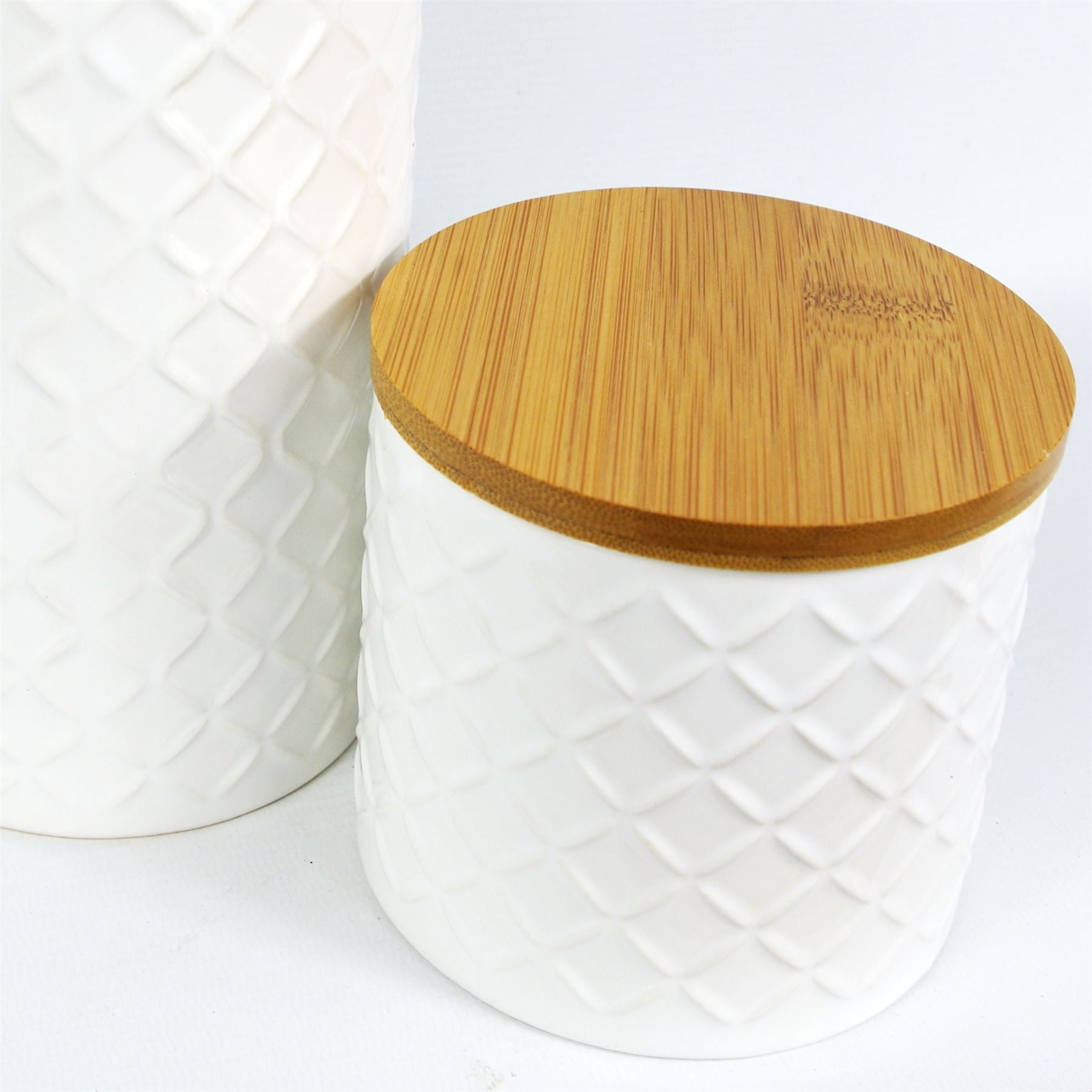 Ceramic Storage Jars Kitchen Canisters Lids Cream 18cm Set 2