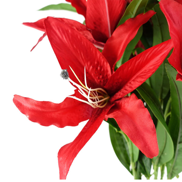 Artificial Flowers Large Red Lily Stem - 3 Flowers 100cm