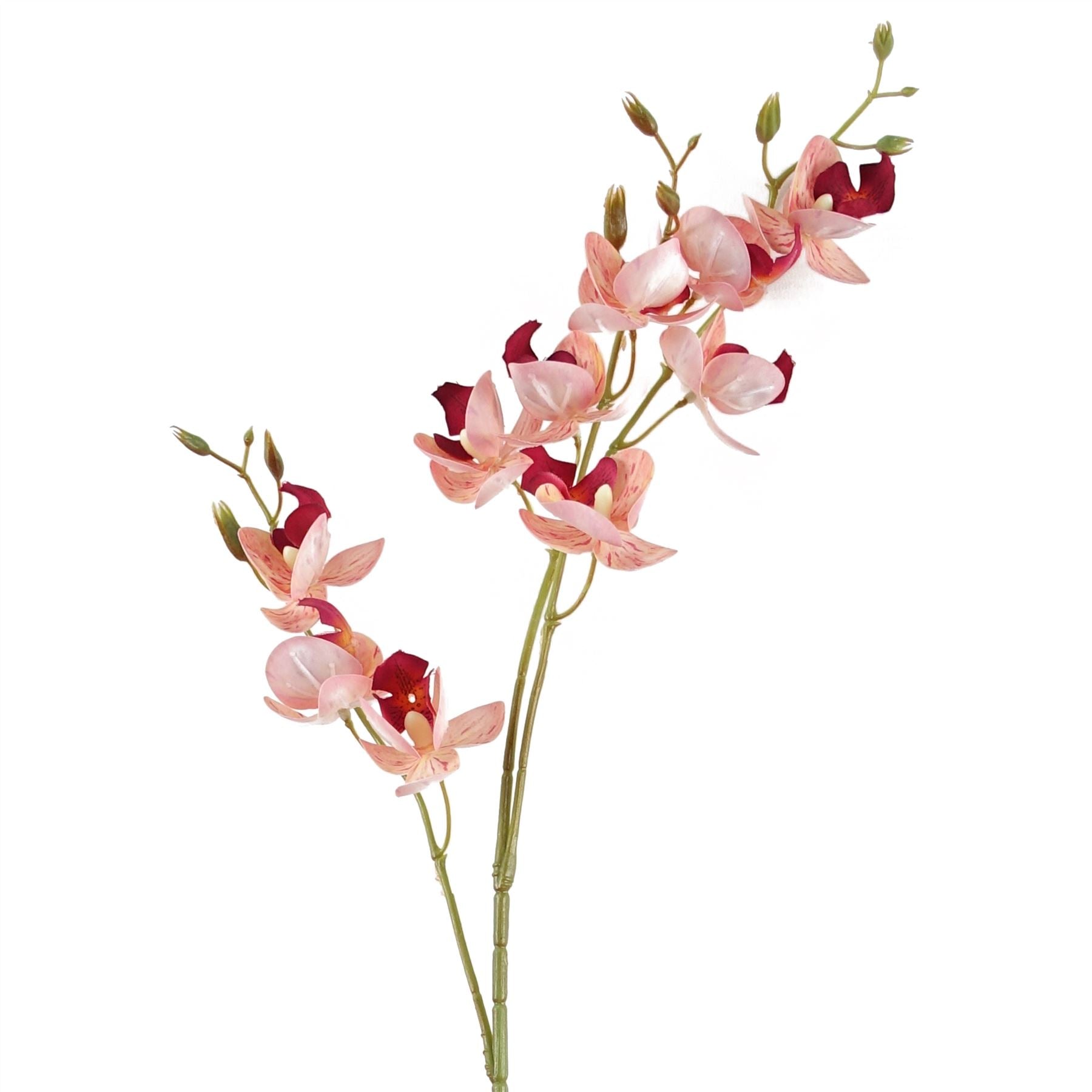 Pack of 6 x Artificial Flowers Pink Mini Orchid Stem 80cm