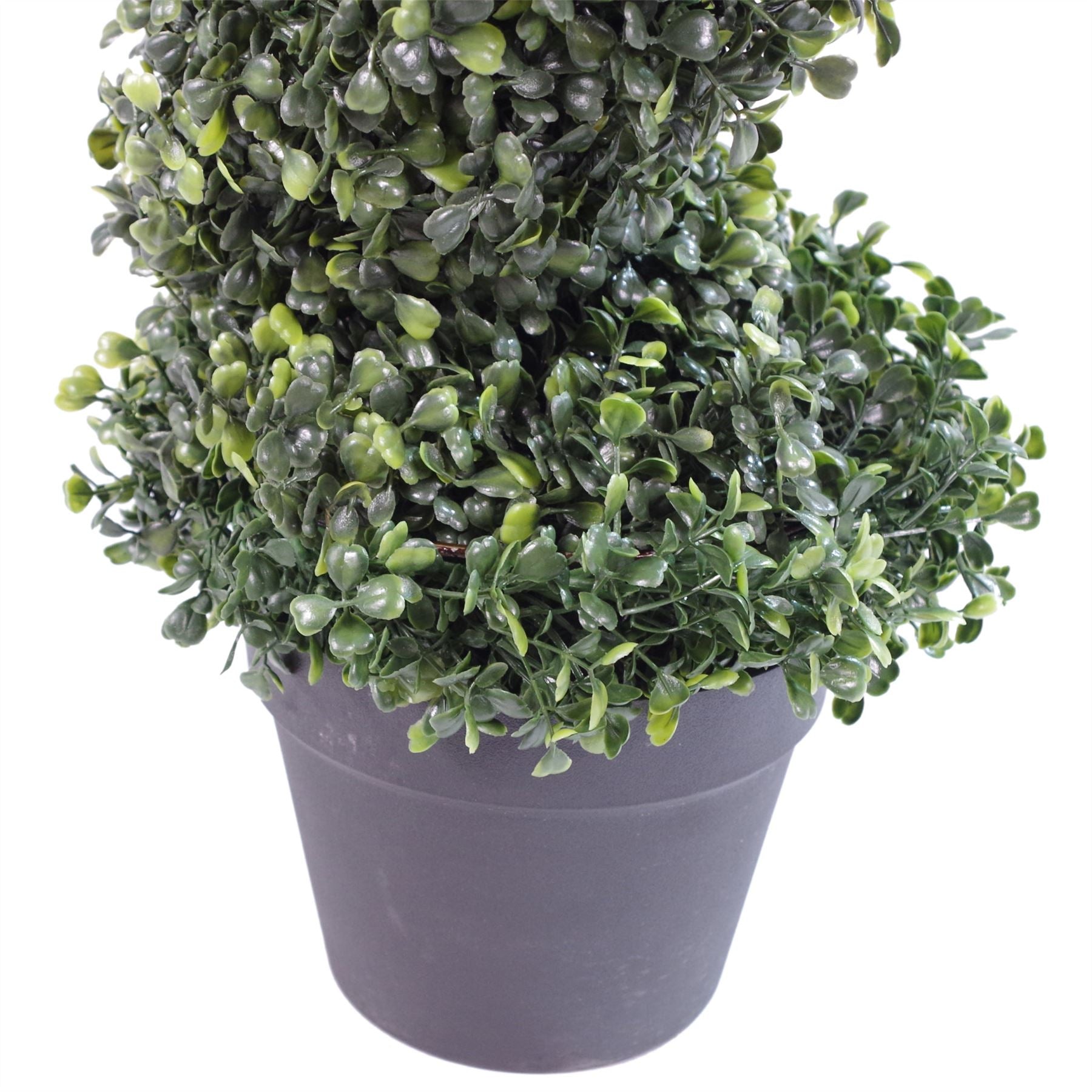 Artificial 120cm (4ft) Tall Boxwood Tower Tree Topiary Spiral Metal Top