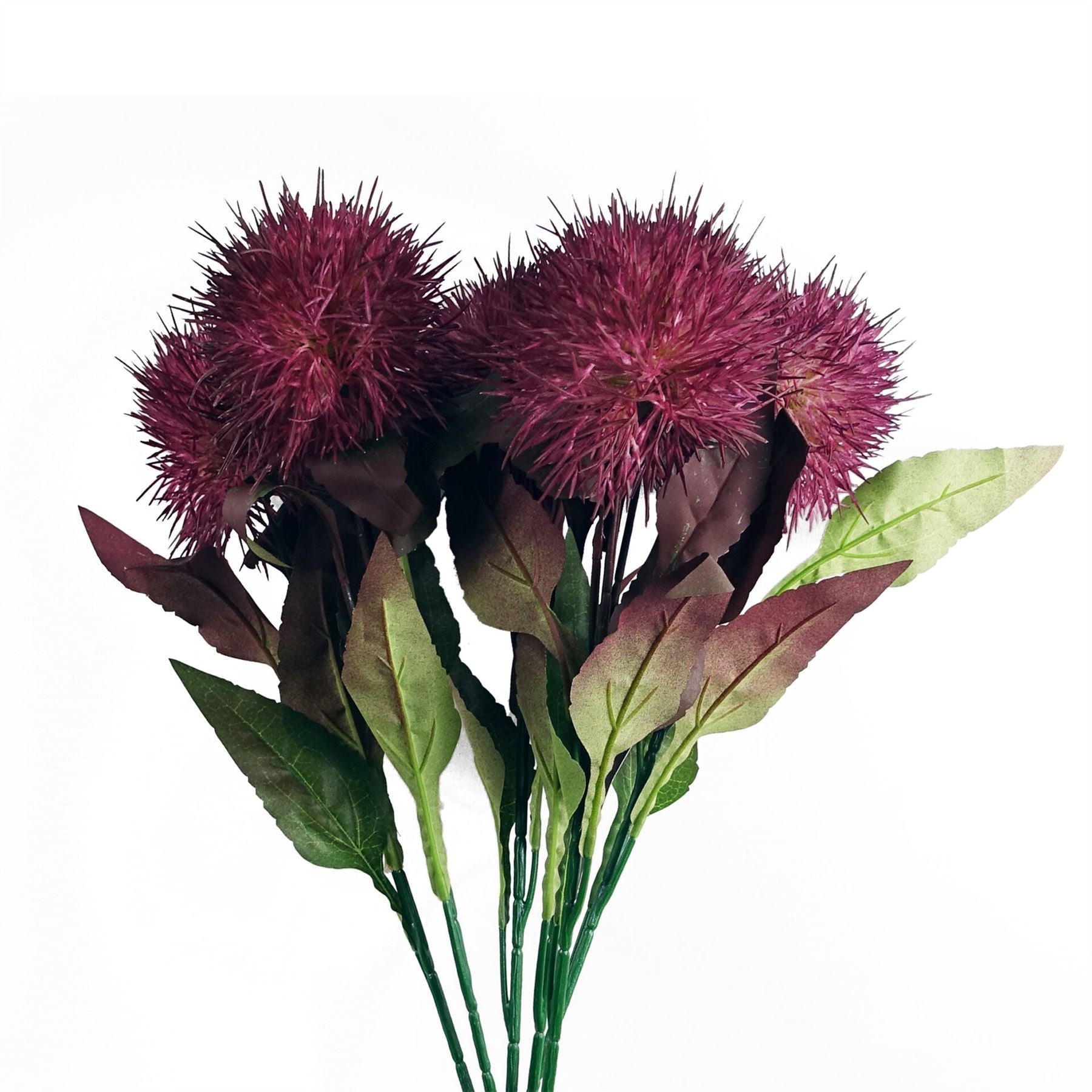 Pack of 6 x 70cm Globe Thistle Purple Ball Artificial Flower Stem - Premium Quality