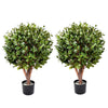 90cm Pair of UV Resistant Gloxinia Ball Topiary with 1608 Leaves and Natural Trunk - Premium Quality