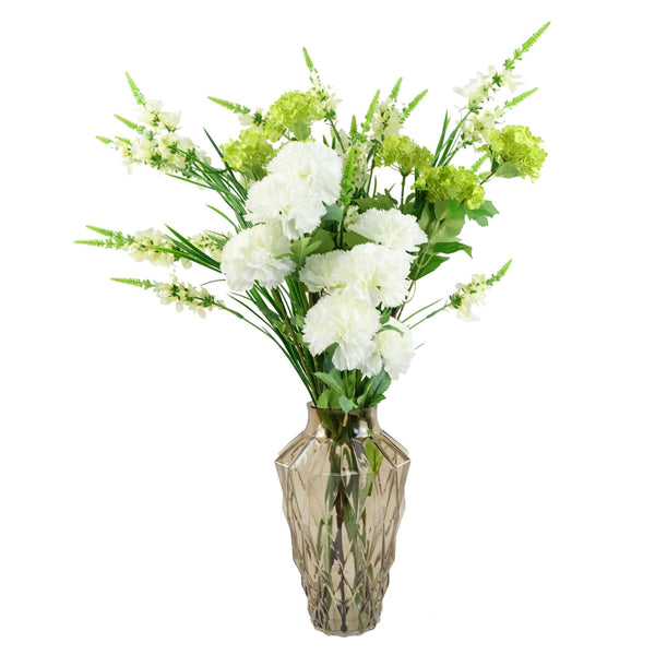 Pack of 6 x 80cm White Larkspur Artifical Stem - Premium Quality