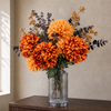 65cm Orange and Black Flower Arrangement Glass Vase - Premium Quality