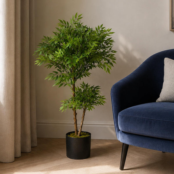 Artificial Ficus Tree Plant 100cm Luxury Ruscus 100cm Real Wood Trunk Botanik