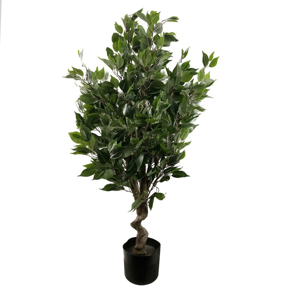 110cm Artificial Ficus Tree Silver Planter