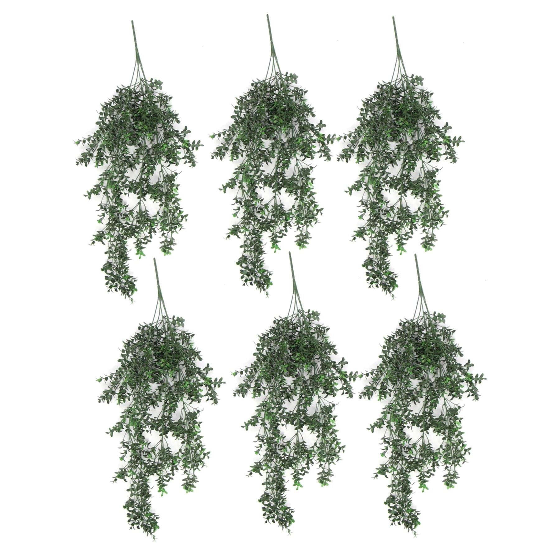 Pack of 6 x Hanging UV and Fire Resistant Artificial Small Leaf Plant 78cm