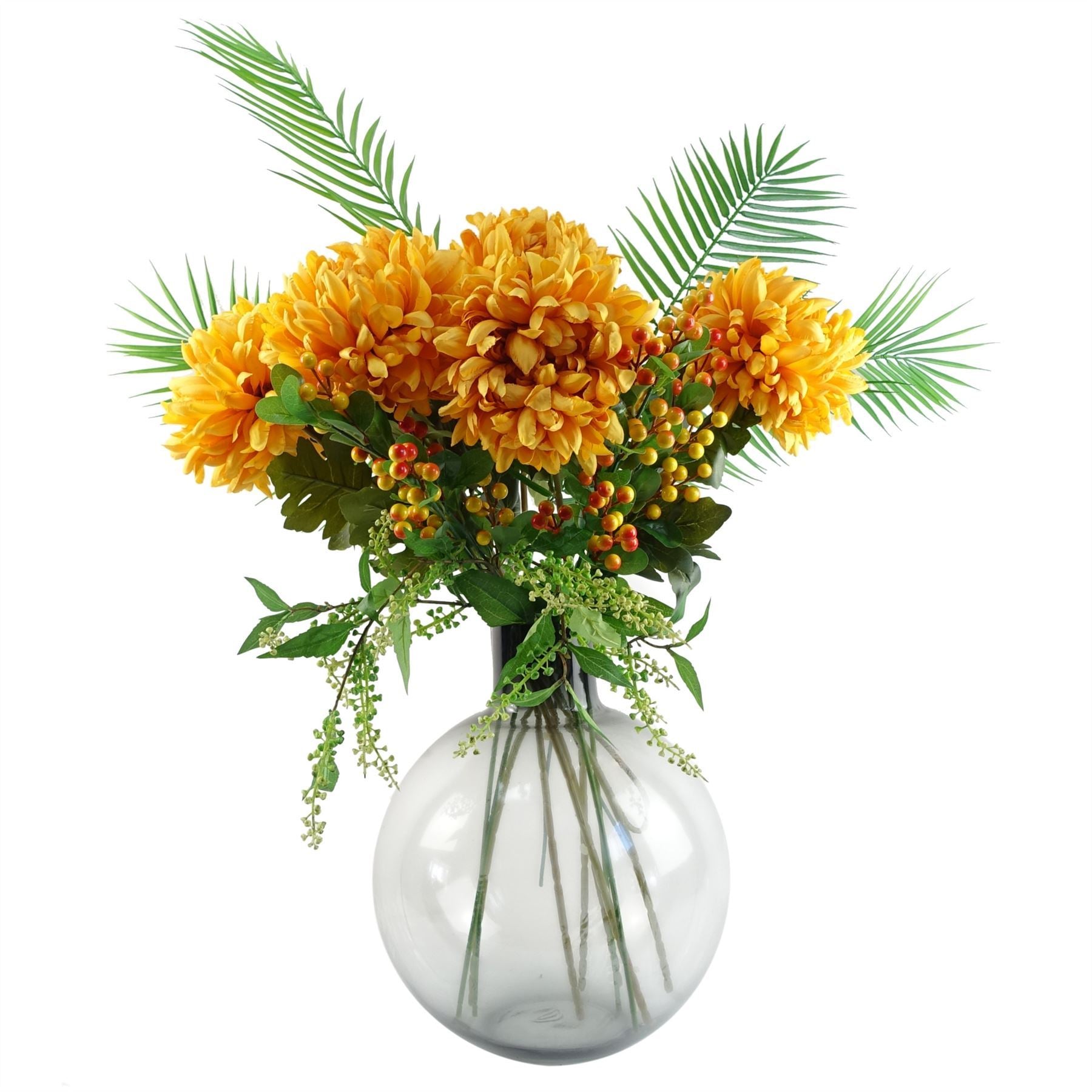 Pack of 6 x 70cm Artificial Orange Berry Spray - Premium Quality