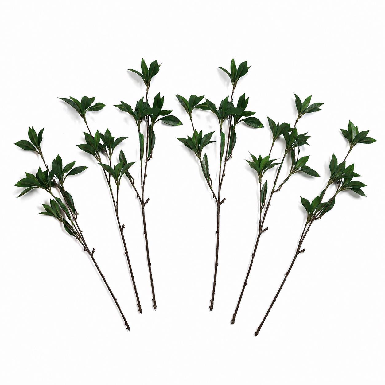 Pack of 6 x 55cm Artificial Laurel Leaf Spray Stem